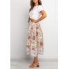 MEROKEETY Women’s Boho Leopard Print Skirt Pleated A-Line Swing Midi Skirts(03-white)