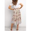 MEROKEETY Women’s Boho Leopard Print Skirt Pleated A-Line Swing Midi Skirts(03-white)