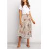 MEROKEETY Women’s Boho Leopard Print Skirt Pleated A-Line Swing Midi Skirts(03-white)