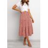 MEROKEETY Women’s Boho Leopard Print Skirt Pleated A-Line Swing Midi Skirts(Darkpink)