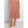 MEROKEETY Women’s Boho Leopard Print Skirt Pleated A-Line Swing Midi Skirts(Darkpink)