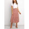 MEROKEETY Women’s Boho Leopard Print Skirt Pleated A-Line Swing Midi Skirts(Darkpink)