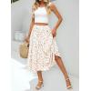 MEROKEETY Women’s Boho Leopard Print Skirt Pleated A-Line Swing Midi Skirts(Floralyellow)
