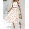 MEROKEETY Women’s Boho Leopard Print Skirt Pleated A-Line Swing Midi Skirts(Floralyellow)