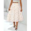 MEROKEETY Women’s Boho Leopard Print Skirt Pleated A-Line Swing Midi Skirts(Floralyellow)