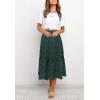 MEROKEETY Women’s Boho Leopard Print Skirt Pleated A-Line Swing Midi Skirts(Green)