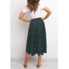 MEROKEETY Women’s Boho Leopard Print Skirt Pleated A-Line Swing Midi Skirts(Green)