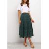 MEROKEETY Women’s Boho Leopard Print Skirt Pleated A-Line Swing Midi Skirts(Green)