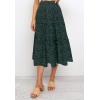 MEROKEETY Women’s Boho Leopard Print Skirt Pleated A-Line Swing Midi Skirts(Green)