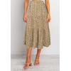 MEROKEETY Women’s Boho Leopard Print Skirt Pleated A-Line Swing Midi Skirts(Khaki)