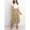 MEROKEETY Women’s Boho Leopard Print Skirt Pleated A-Line Swing Midi Skirts(Khaki)