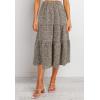 MEROKEETY Women’s Boho Leopard Print Skirt Pleated A-Line Swing Midi Skirts(Lightkhaki)