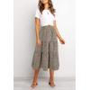 MEROKEETY Women’s Boho Leopard Print Skirt Pleated A-Line Swing Midi Skirts(Lightkhaki)