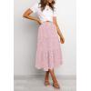 MEROKEETY Women’s Boho Leopard Print Skirt Pleated A-Line Swing Midi Skirts(Lightpink)