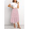 MEROKEETY Women’s Boho Leopard Print Skirt Pleated A-Line Swing Midi Skirts(Lightpink)