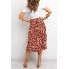 MEROKEETY Women’s Boho Leopard Print Skirt Pleated A-Line Swing Midi Skirts(Red)