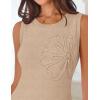 MEROKEETY Women’s Cute Floral Knitted Mini Dress 2026 Spring Summer Sleeveless Tank Crew Neck A Line Short Sweater Dresses(Apricot)