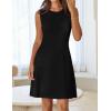 MEROKEETY Women’s Cute Floral Knitted Mini Dress 2026 Spring Summer Sleeveless Tank Crew Neck A Line Short Sweater Dresses(Black)