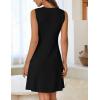 MEROKEETY Women’s Cute Floral Knitted Mini Dress 2026 Spring Summer Sleeveless Tank Crew Neck A Line Short Sweater Dresses(Black)
