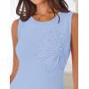 MEROKEETY Women’s Cute Floral Knitted Mini Dress 2026 Spring Summer Sleeveless Tank Crew Neck A Line Short Sweater Dresses(Blue)