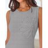 MEROKEETY Women’s Cute Floral Knitted Mini Dress 2026 Spring Summer Sleeveless Tank Crew Neck A Line Short Sweater Dresses(Grey)