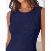 MEROKEETY Women’s Cute Floral Knitted Mini Dress 2026 Spring Summer Sleeveless Tank Crew Neck A Line Short Sweater Dresses(Navy)