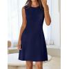 MEROKEETY Women’s Cute Floral Knitted Mini Dress 2026 Spring Summer Sleeveless Tank Crew Neck A Line Short Sweater Dresses(Navy)