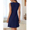 MEROKEETY Women’s Cute Floral Knitted Mini Dress 2026 Spring Summer Sleeveless Tank Crew Neck A Line Short Sweater Dresses(Navy)