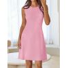 MEROKEETY Women’s Cute Floral Knitted Mini Dress 2026 Spring Summer Sleeveless Tank Crew Neck A Line Short Sweater Dresses(Pink)