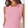 MEROKEETY Women’s Cute Floral Knitted Mini Dress 2026 Spring Summer Sleeveless Tank Crew Neck A Line Short Sweater Dresses(Pink)