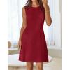 MEROKEETY Women’s Cute Floral Knitted Mini Dress 2026 Spring Summer Sleeveless Tank Crew Neck A Line Short Sweater Dresses(Red)