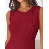 MEROKEETY Women’s Cute Floral Knitted Mini Dress 2026 Spring Summer Sleeveless Tank Crew Neck A Line Short Sweater Dresses(Red)