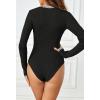 MEROKEETY Women’s Long Sleeve Ribbed Knit Bodysuits Scoop Neck Slimming Fit Fall Trendy Sweater Tops(Black)