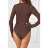 MEROKEETY Women’s Long Sleeve Ribbed Knit Bodysuits Scoop Neck Slimming Fit Fall Trendy Sweater Tops(Coffee)