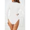 MEROKEETY Women’s Long Sleeve Ribbed Knit Bodysuits Scoop Neck Slimming Fit Fall Trendy Sweater Tops(White)