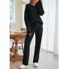 MEROKEETY Womens Pajama Sets 2026 Fall Lounge Sweater Set Cute Fuzzy Fleece 2 Piece Long Sleeve Cozy Winter Pj Outfits(Black)