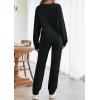 MEROKEETY Womens Pajama Sets 2026 Fall Lounge Sweater Set Cute Fuzzy Fleece 2 Piece Long Sleeve Cozy Winter Pj Outfits(Black)