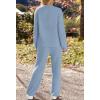 MEROKEETY Womens Pajama Sets 2026 Fall Lounge Sweater Set Cute Fuzzy Fleece 2 Piece Long Sleeve Cozy Winter Pj Outfits(Blue)