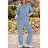 MEROKEETY Womens Pajama Sets 2026 Fall Lounge Sweater Set Cute Fuzzy Fleece 2 Piece Long Sleeve Cozy Winter Pj Outfits(Blue)