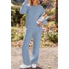 MEROKEETY Womens Pajama Sets 2026 Fall Lounge Sweater Set Cute Fuzzy Fleece 2 Piece Long Sleeve Cozy Winter Pj Outfits(Blue)