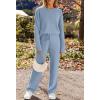 MEROKEETY Womens Pajama Sets 2026 Fall Lounge Sweater Set Cute Fuzzy Fleece 2 Piece Long Sleeve Cozy Winter Pj Outfits(Blue)