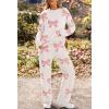 MEROKEETY Womens Pajama Sets 2026 Fall Lounge Sweater Set Cute Fuzzy Fleece 2 Piece Long Sleeve Cozy Winter Pj Outfits(Bowbeige)