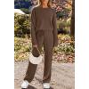 MEROKEETY Womens Pajama Sets 2026 Fall Lounge Sweater Set Cute Fuzzy Fleece 2 Piece Long Sleeve Cozy Winter Pj Outfits(Coffee)
