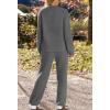 MEROKEETY Womens Pajama Sets 2026 Fall Lounge Sweater Set Cute Fuzzy Fleece 2 Piece Long Sleeve Cozy Winter Pj Outfits(Darkgrey)