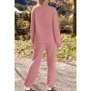 MEROKEETY Womens Pajama Sets 2026 Fall Lounge Sweater Set Cute Fuzzy Fleece 2 Piece Long Sleeve Cozy Winter Pj Outfits(Darkpink)