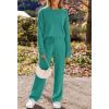 MEROKEETY Womens Pajama Sets 2026 Fall Lounge Sweater Set Cute Fuzzy Fleece 2 Piece Long Sleeve Cozy Winter Pj Outfits(Lakegreen)