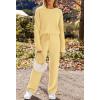 MEROKEETY Womens Pajama Sets 2026 Fall Lounge Sweater Set Cute Fuzzy Fleece 2 Piece Long Sleeve Cozy Winter Pj Outfits(Lightyellow)