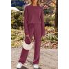 MEROKEETY Womens Pajama Sets 2026 Fall Lounge Sweater Set Cute Fuzzy Fleece 2 Piece Long Sleeve Cozy Winter Pj Outfits(Maroon)