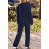 MEROKEETY Womens Pajama Sets 2026 Fall Lounge Sweater Set Cute Fuzzy Fleece 2 Piece Long Sleeve Cozy Winter Pj Outfits(Navy)