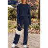 MEROKEETY Womens Pajama Sets 2026 Fall Lounge Sweater Set Cute Fuzzy Fleece 2 Piece Long Sleeve Cozy Winter Pj Outfits(Navy)